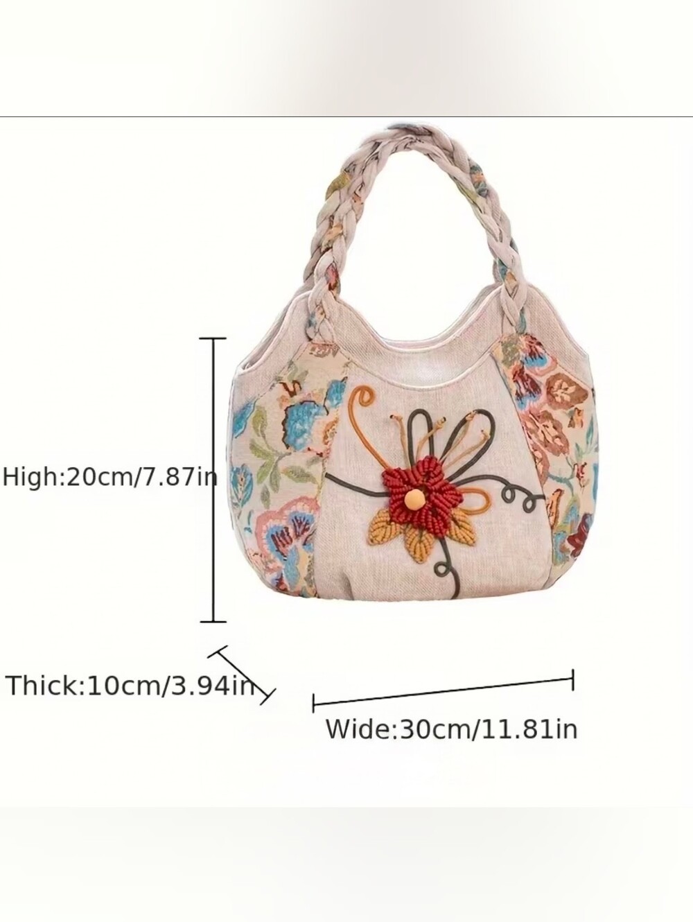 NWT Boho Woven Tapestry Floral Small Shoulder Bag Multi Compartment Handbag - Picture 3 of 14